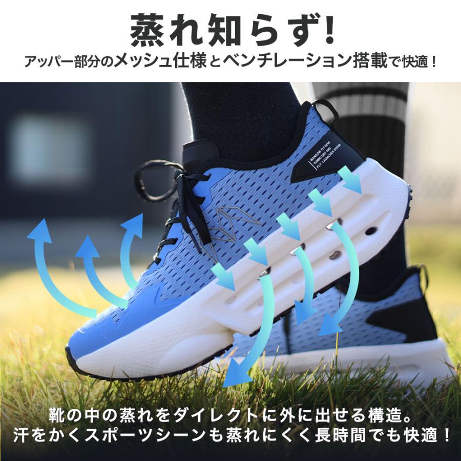 高反発 厚底 メッシュシューズ (ブラック/25.0cm) 足付き改善 仕事靴