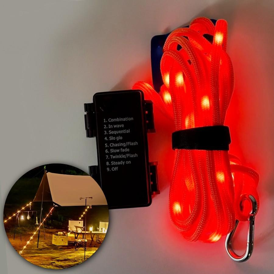 3m ロープライト テントロープ 光るロープ LED 防水 電池式