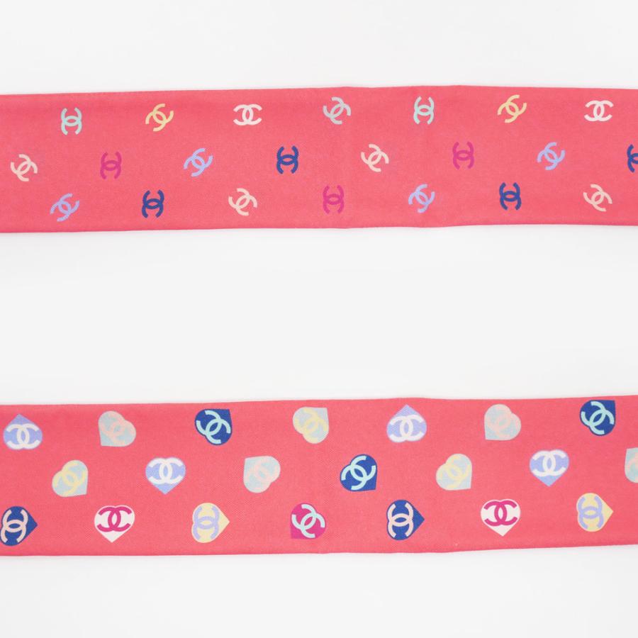 名東】シャネル ヘアバンド ツイル ピンク ココマーク シルク100