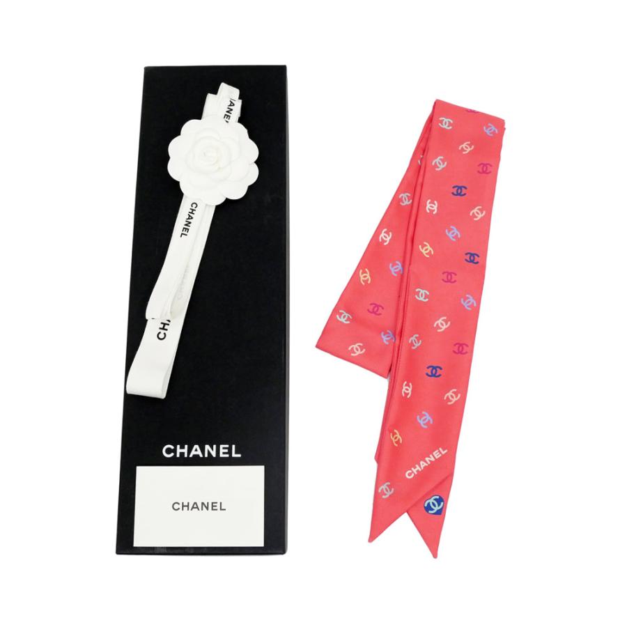名東】シャネル ヘアバンド ツイル ピンク ココマーク シルク100