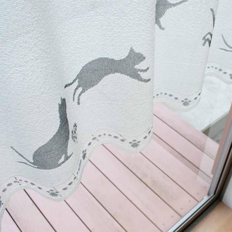 カフェカーテン 幅100〜200cmまで 丈50cm ねこ 猫 シルエット レース