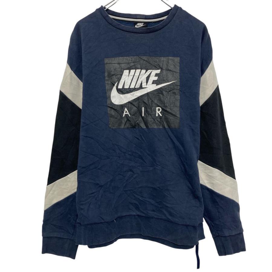 NIKE プリント スウェット トレーナー ナイキ S ネイビー プルオーバー