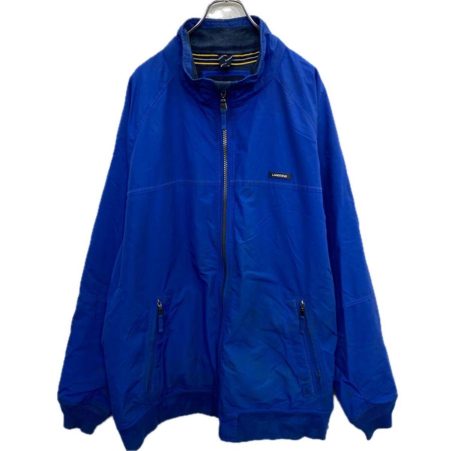 LANDS' END ジップアップ ナイロンジャケット 2XL ブルー ランズエンド