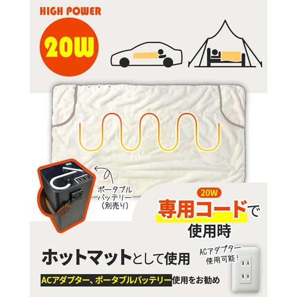 INEAST USBホットマット ブランケット 電気毛布 モバイルバッテリー 車