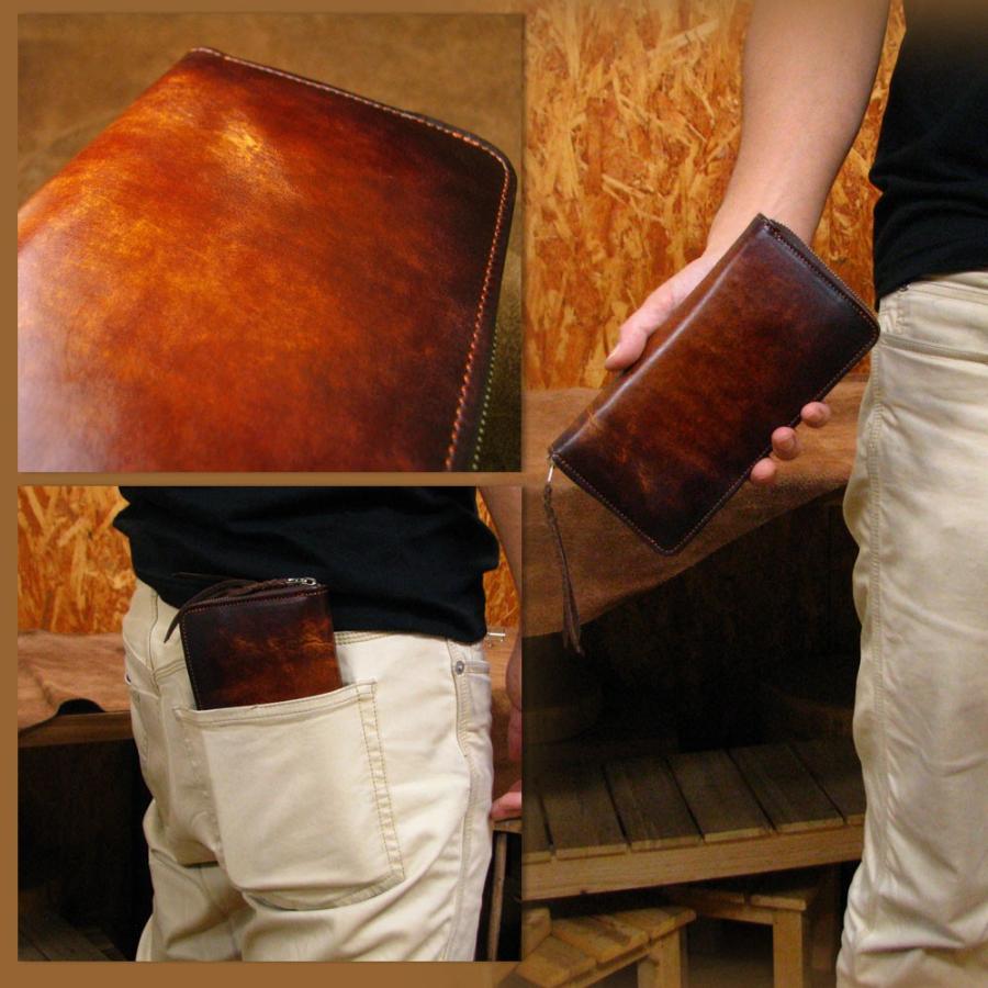 メンズ /長財布/ 植物タンニン鞣し牛革(ヌメ革) 職人ぼかし手染め