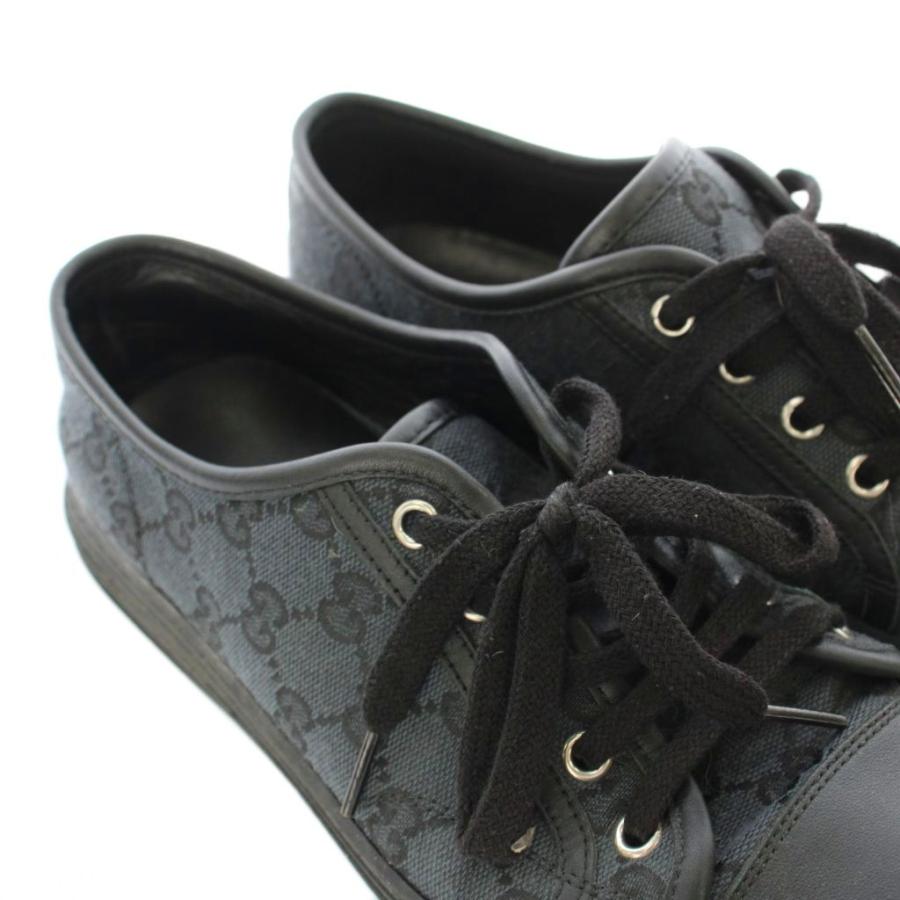 GUCCI（グッチ） スニーカー ローカット GGキャンバス レザー 6.5 黒
