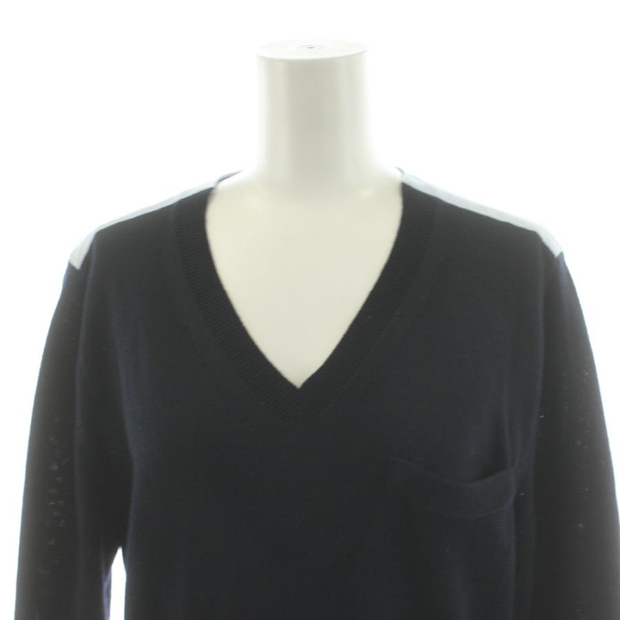 サカイ sacai ニットワンピース ひざ丈 長袖 ドッキング プリーツ 1 紺