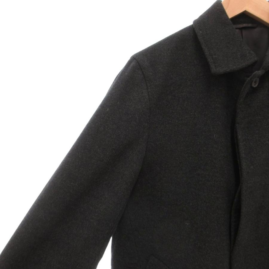 ダーバン DURBAN ステンカラーコート カシミヤ混 ミドル ハーフ丈 M 黒