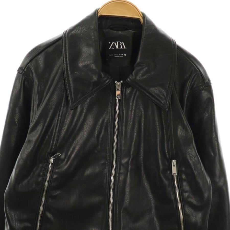 ZARA（ザラ） フェイクレザー ジャケット ジップアップ S ブラック /DF
