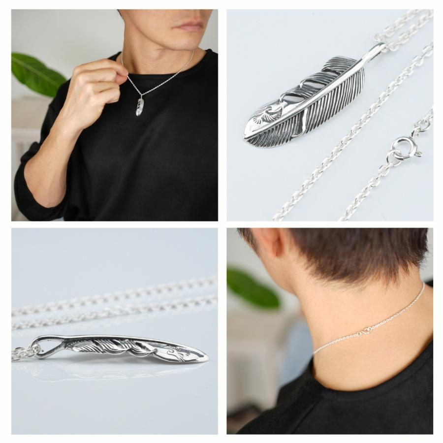 メンズネックレス シルバー 925 フェザー 羽根 ネックレス イーグル
