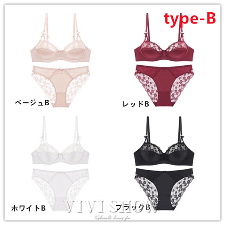 レースシースルーブラショーツセット ノンパッドブラ ノーパッド