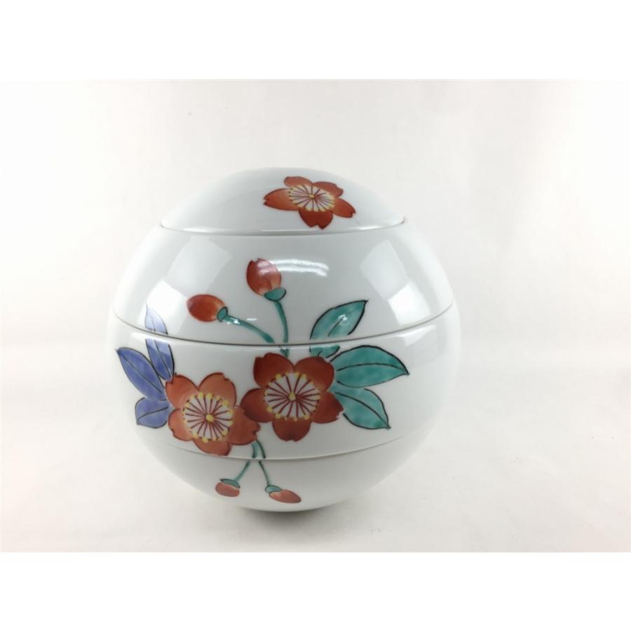 有田焼 李荘窯×あかね工房 玉重(色絵桜) 【化粧箱入り】【珠型三段重