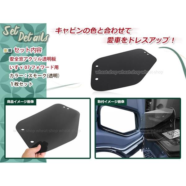 4t 07フォワード H19.7〜 安全窓 スモーク 透明 アクリル透明板 内窓用
