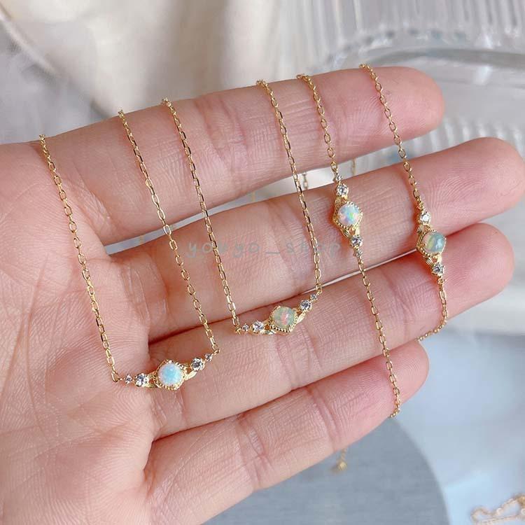 オパール ブレスレット S925シルバー 18kゴールド仕上げ シンプル