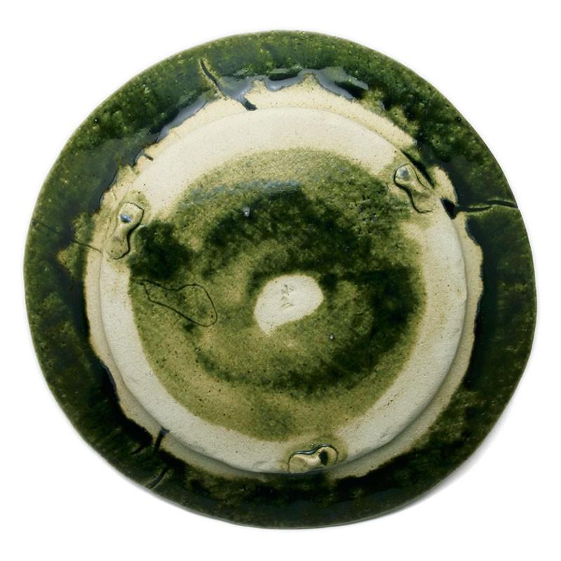 織部焼：総織部：織部7寸◎皿・鍔広・有松進《大皿・21.0cm》 : 和食器