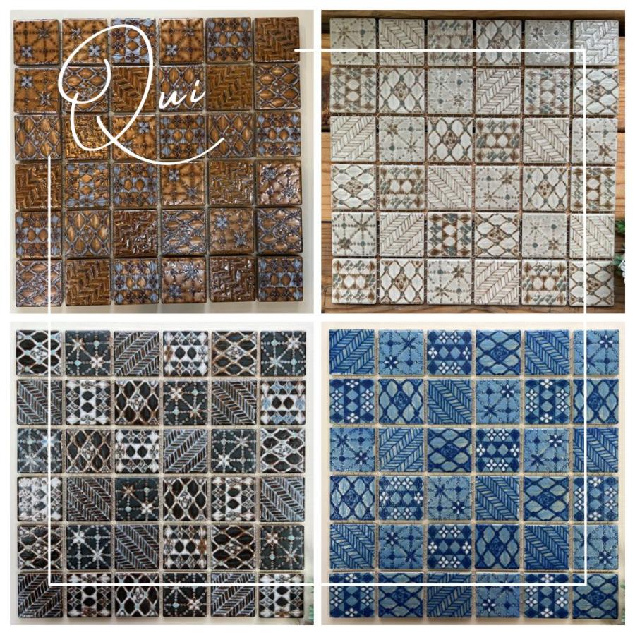 タイル 日本製 美濃焼 モザイクタイル シート DIY 水回り 内装 外装