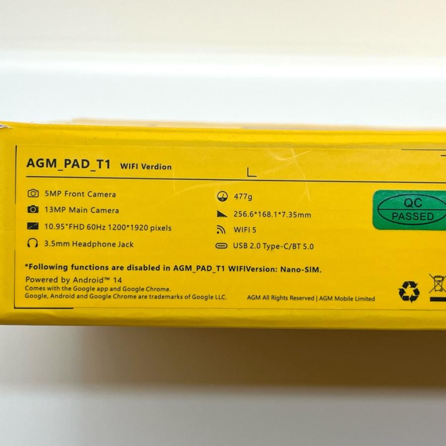 新品未使用】 AGM PAD T1 Wi-Fiモデル / 128GB Android14 UNISOC T606