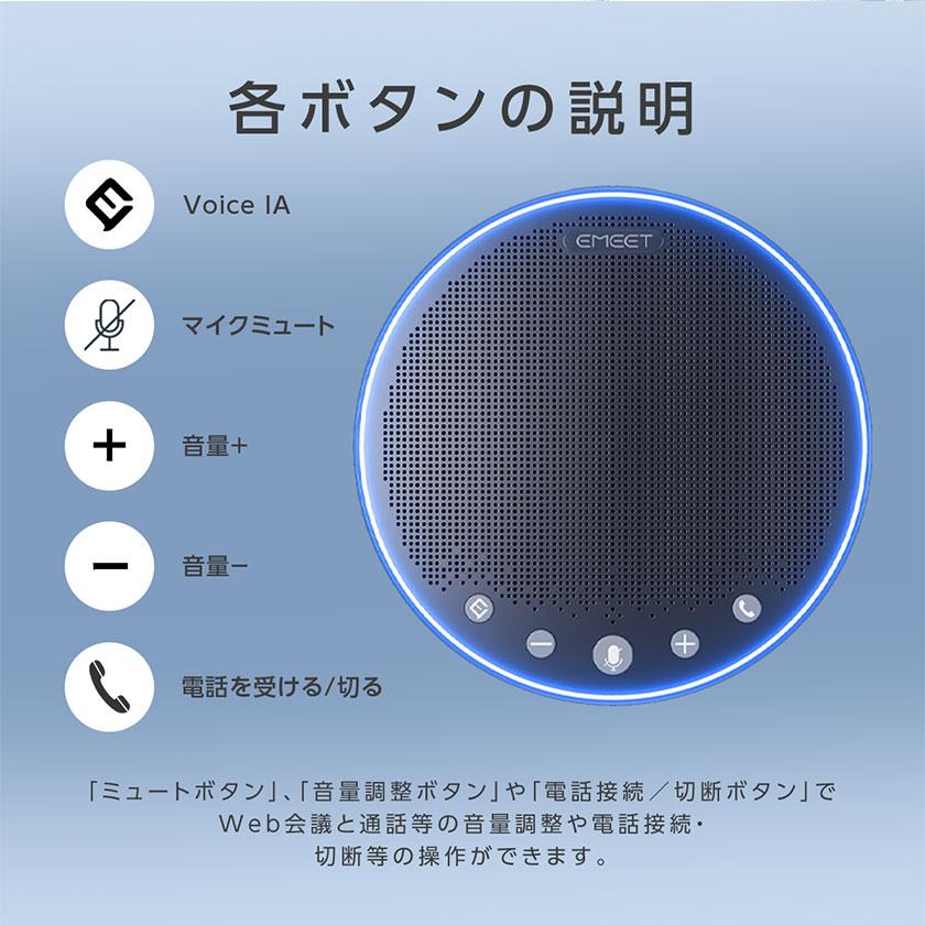 スピーカーフォン Zoom認証 360度全方向集音 会議用マイクスピーカー