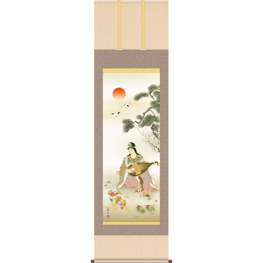 掛軸 掛け軸 2025年干支 巳年吉祥弁財天 長江桂舟（尺三立・紙箱入り