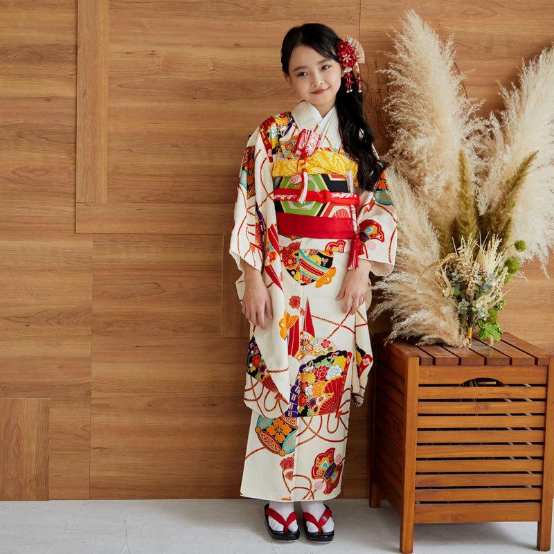 七五三 7歳着物 レンタル フルセット 紅一点 ブランド着物 オフ
