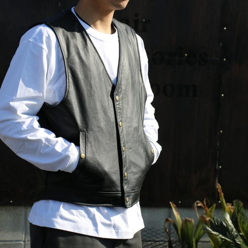 ZONオリジナル バッファロー レザーベスト 本革 バイカー 柔らか 軽い