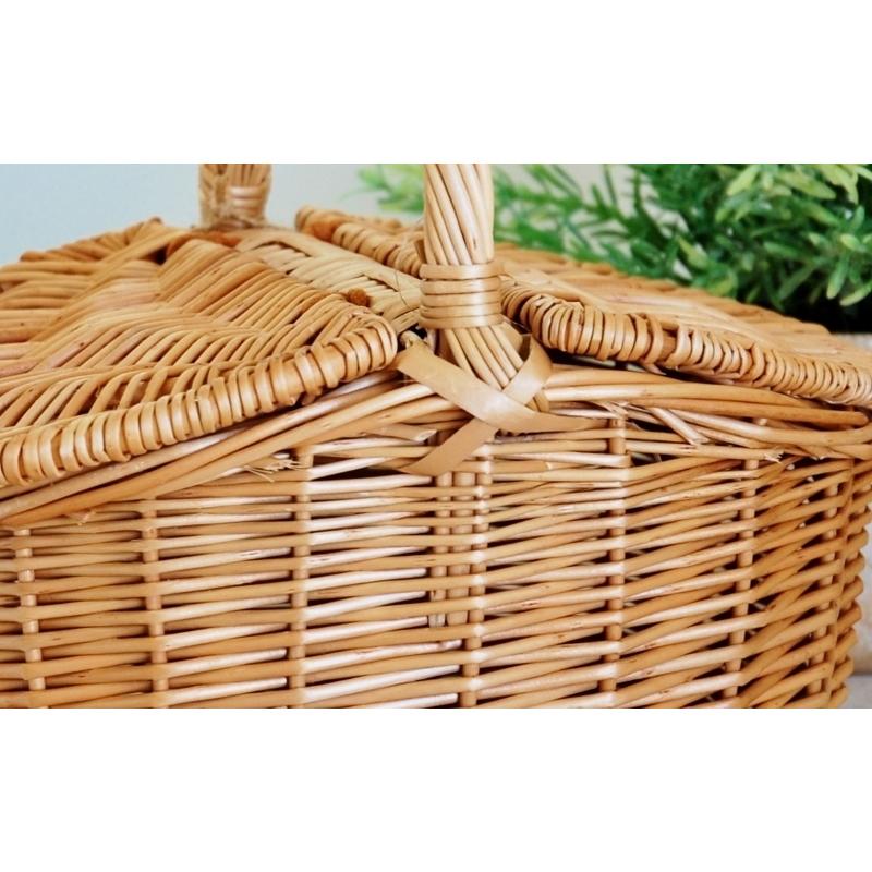 ピクニックバスケット S レトロ 可愛い ふた付き ナチュラルカントリー