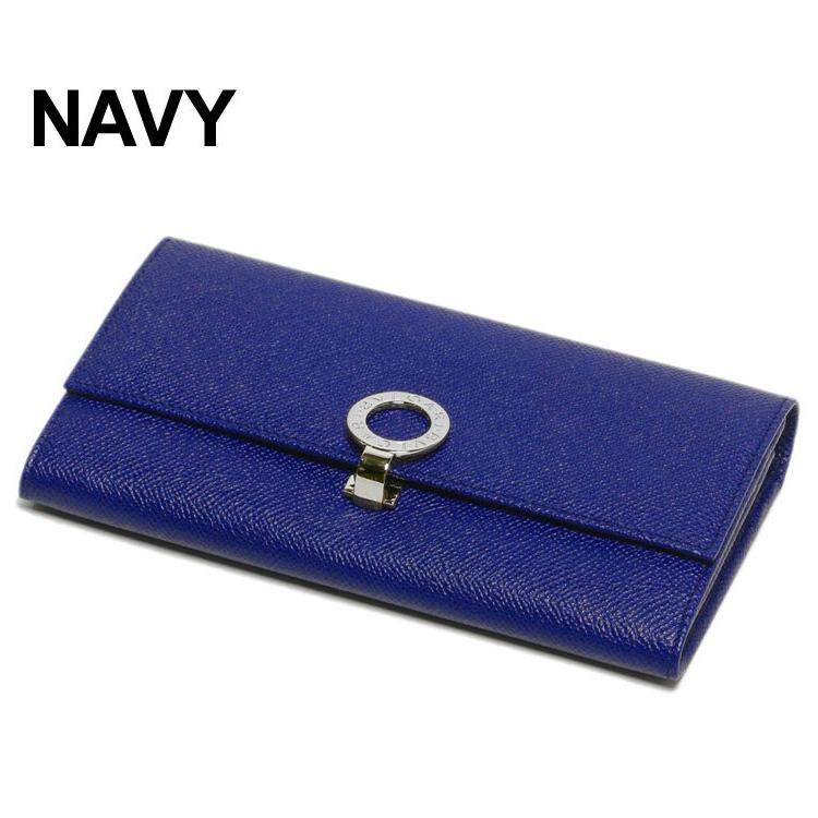 BVLGARI（ブルガリ） 長財布 レザー ロゴ刻印リング フラップ ブランド