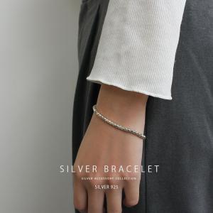 ブレスレット レディース シルバー925 キューブカット チェーン