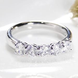 pt900 1.0ct エタニティ ダイヤモンドリング プラチナ ダイヤ 5粒 5石