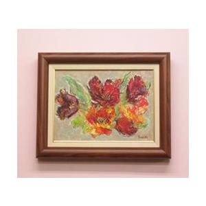 絵画 原画 油絵 吉田利子 〈ポインセチア〉 静物画 ∵ サイズ10F 送料