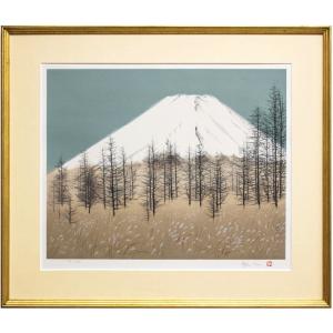 国府 克「 新雪の富士 」 日本画 P8 ( 8号 ) 絵画 肉筆 真筆 手描き