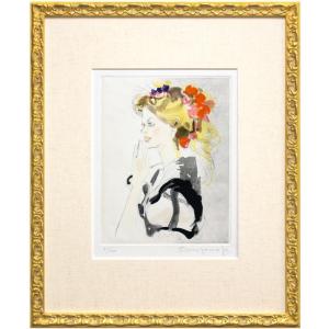 熊谷守一 「 つつじ 」 リトグラフ 版画 版画 絵画 洋画 水彩 花