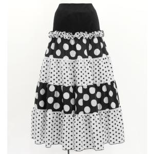 フラメンコ 水玉 斜めフリル ファルダスカート ピンク Mサイズ 3047pi