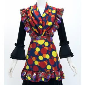 フラメンコ ピキージョ・エプロンセット ローズ×水玉 ブラック×レッド