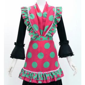 フラメンコ ピキージョ・エプロンセット 水玉 グリーン×ホワイト PA-3