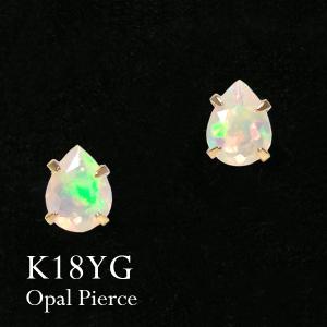 オパール ピアス 18k K18YG 18金 エチオピア産 3mm イエロー ゴールド