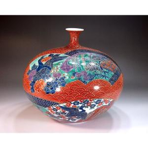 有田焼 金襴手景図飾り沈香壺｜陶芸作家 藤井錦彩 作 : 有田焼 藤井錦