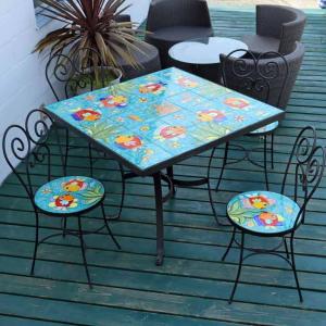 イタリア テーブルセット レモン・グリーン ガーデンテーブル チェア 3