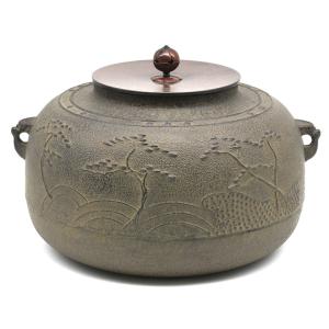 茶道具 風炉釜 風炉用釜 小釜 筒釜 鬼鐶付 根来茂昌作 茶道 : 茶道具