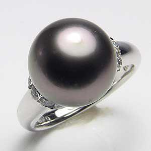 パール リング レディース 真珠リング 指輪 タヒチ黒蝶真珠 12mm