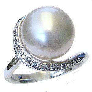 パール 指輪 真珠 リング 南洋白蝶真珠 12mm ホワイトゴールド