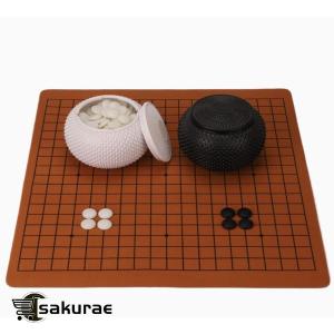 新品】(入門書付) 囲碁セット 囲碁入門セット 19路 折碁盤 碁石 碁笥