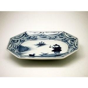 有田焼 しん窯 青花 長崎紋 八角長角取皿 : 神楽坂のうつわ屋さん 陶