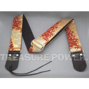 和柄ギターストラップ 波紋様/白 tiny products 京都西陣織 金襴生地