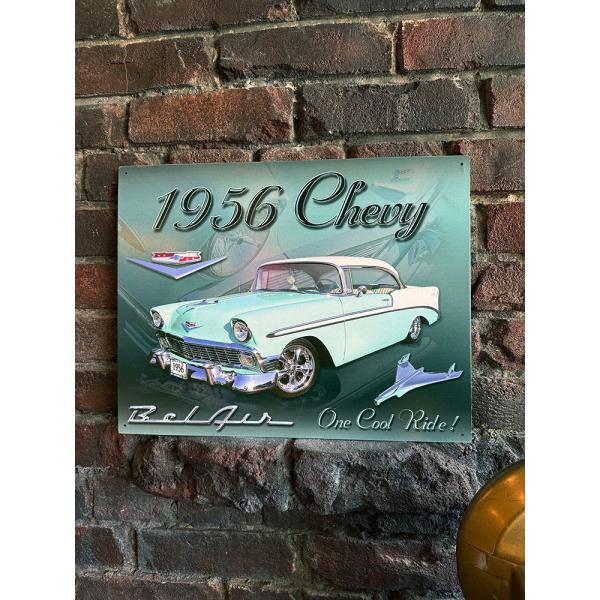 Chevy 1956年シボレー ベルエアのブリキ看板 アメリカ雑貨 アメリカン