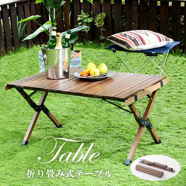 不二貿易（Fuji Boeki） テーブル 折りたたみ コンパクト 木製 収納袋