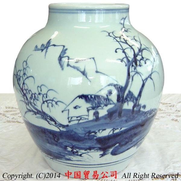 景徳鎮花瓶 作家物 劉影青作 古花山水文瓶 : 中国貿易公司ctc