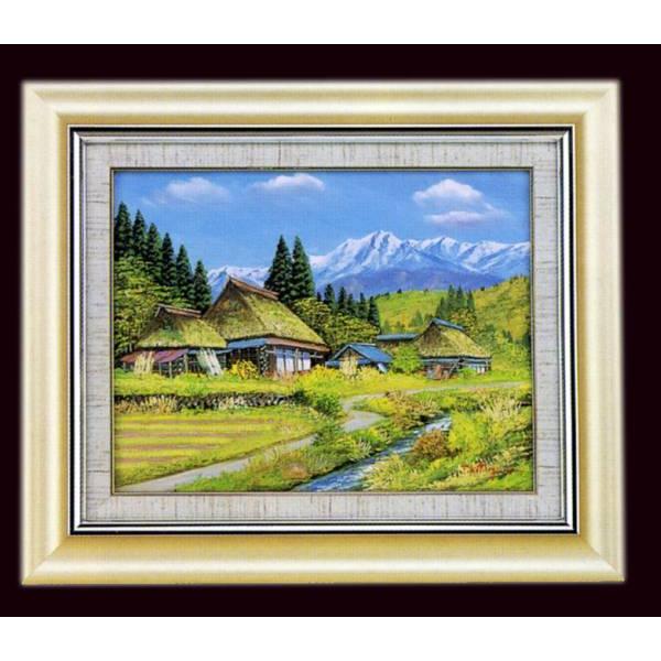 真作」北川欽造「三乱の流れ」風景画絵画油彩画額装サイン有りF10号