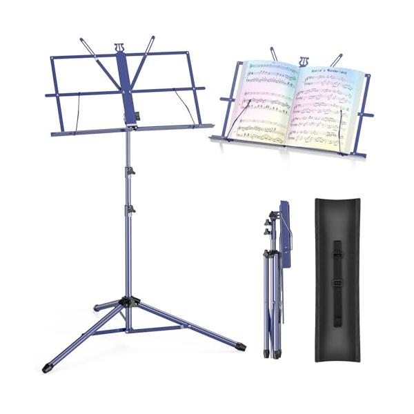 New Bee 譜面台 折りたたみ式 楽譜スタンド 高さ70~135cm 調節 楽譜