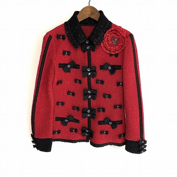 NOKO OHNO（ノコオーノ） #anc ジャケット 38 赤 黒 リボン ビジュー